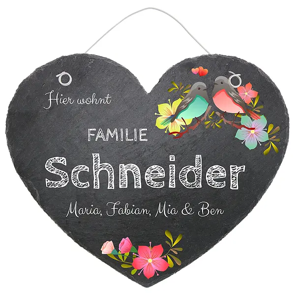 Bild von tuerschild in herzform aus schjpg | Individuelle 🎁 persönliche 🎁 personalisierte Geschenke bedruckt ▪ bestickt ▪ graviert