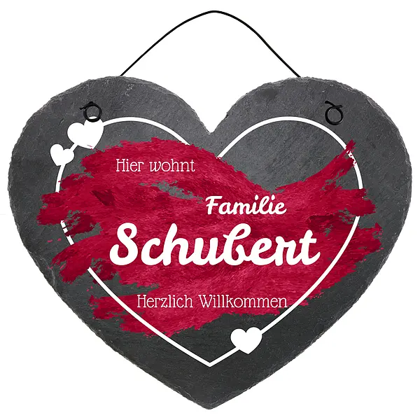 Bild von tuerschild in herzform aus schjpg | Individuelle 🎁 persönliche 🎁 personalisierte Geschenke bedruckt ▪ bestickt ▪ graviert