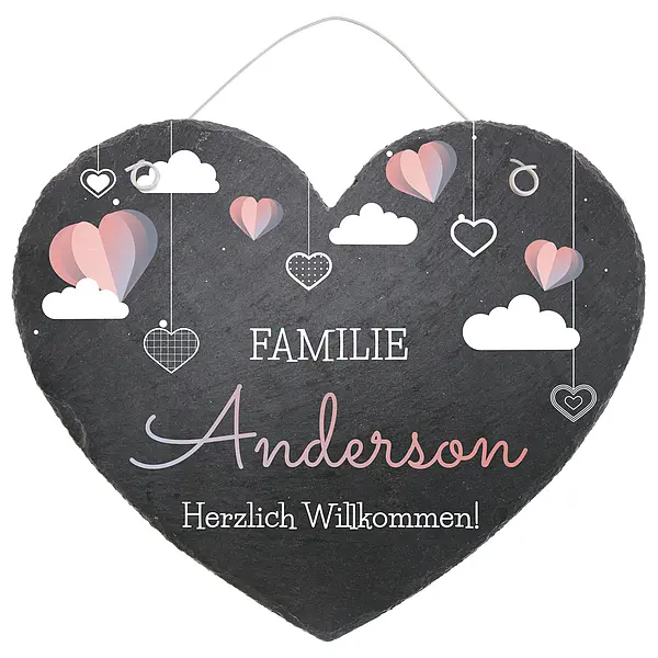 Bild von   tuerschild in herzform aus schjpg | Individuelle 🎁 persönliche 🎁 personalisierte Geschenke bedruckt ▪ bestickt ▪ graviert