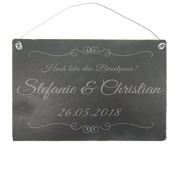 Bild von schieferschild zur hochzeit jpg | Individuelle 🎁 persönliche 🎁 personalisierte Geschenke bedruckt ▪ bestickt ▪ graviert