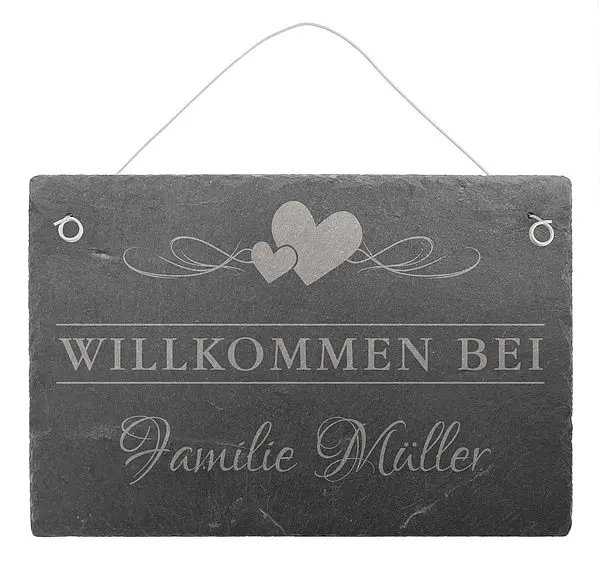 Bild von willkommensschild aus schieferjpg | Individuelle 🎁 persönliche 🎁 personalisierte Geschenke bedruckt ▪ bestickt ▪ graviert