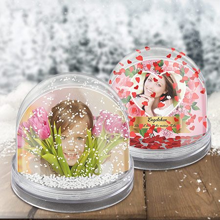 Bild von schneekugel herzkugel mit fojpg | Individuelle 🎁 persönliche 🎁 personalisierte Geschenke bedruckt ▪ bestickt ▪ graviert