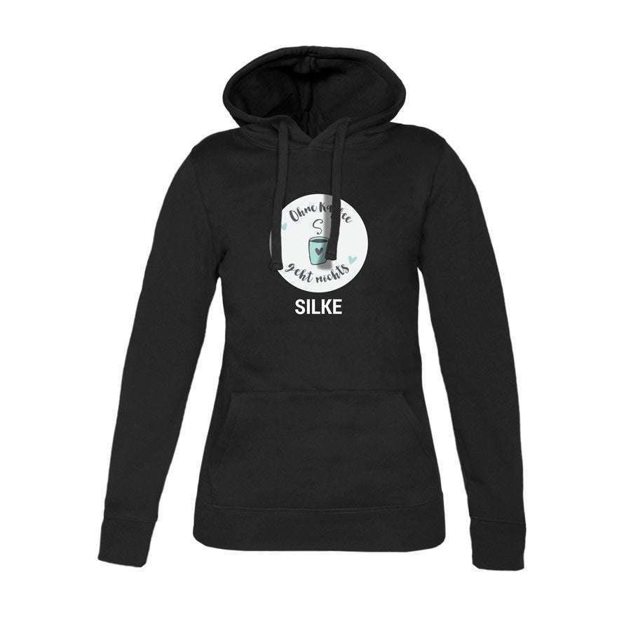 Bild von hoodie damen schwarz ljpg | Individuelle 🎁 persönliche 🎁 personalisierte Geschenke bedruckt ▪ bestickt ▪ graviert