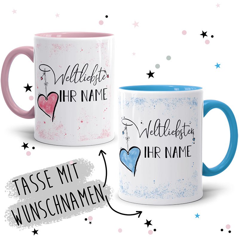 Bild von namenstasse mit wunschname frjpg | Individuelle 🎁 persönliche 🎁 personalisierte Geschenke bedruckt ▪ bestickt ▪ graviert