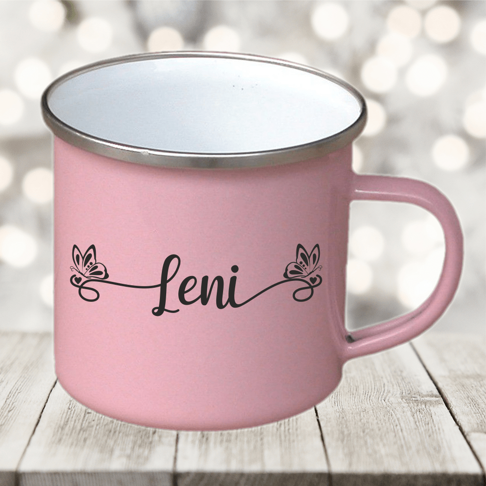 Bild von emaille kindertasse rosa mit npng | Individuelle 🎁 persönliche 🎁 personalisierte Geschenke bedruckt ▪ bestickt ▪ graviert