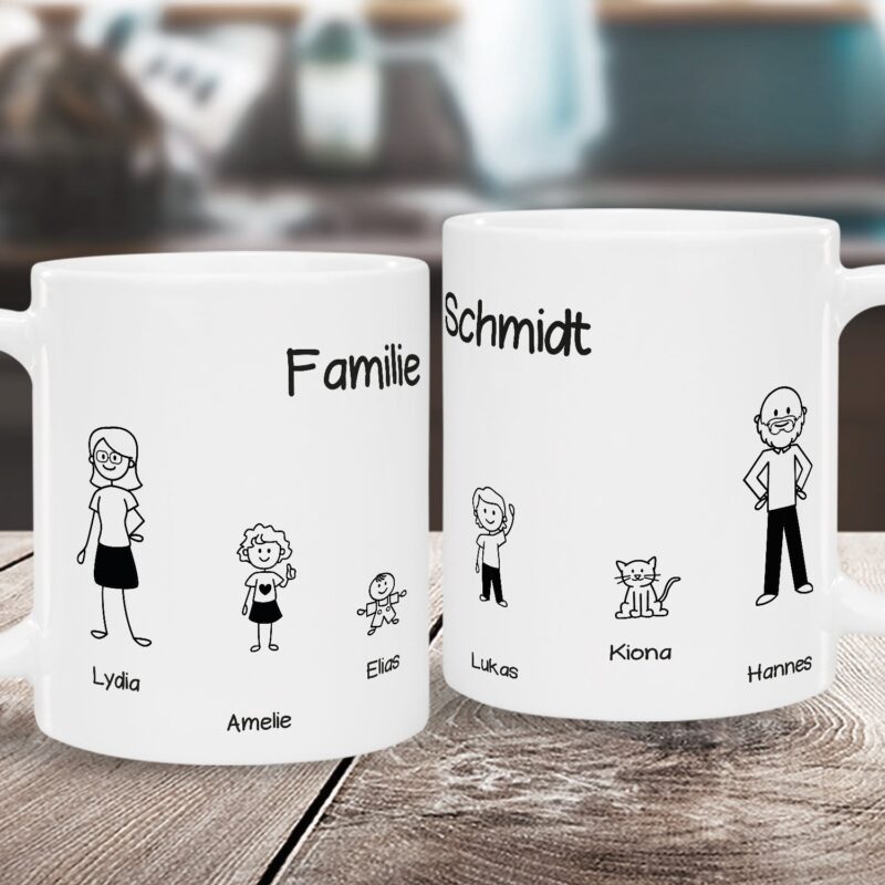 Bild von familientasse im comic stil mijpg | Individuelle 🎁 persönliche 🎁 personalisierte Geschenke bedruckt ▪ bestickt ▪ graviert