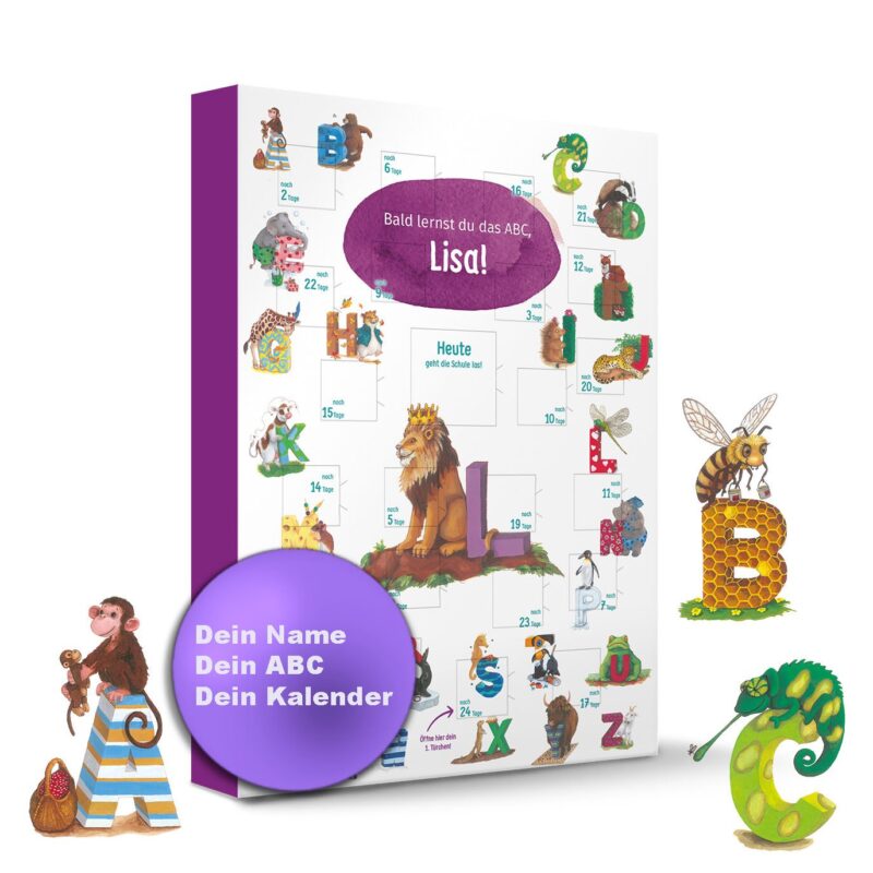 Bild von abc schulstart kalender mit pejpg | Individuelle 🎁 persönliche 🎁 personalisierte Geschenke bedruckt ▪ bestickt ▪ graviert