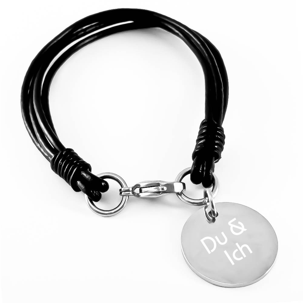 Bild von lederarmband mit kreisanhaengejpg | Individuelle 🎁 persönliche 🎁 personalisierte Geschenke bedruckt ▪ bestickt ▪ graviert