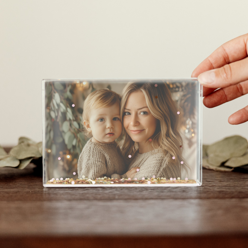 Bild von schneekugel mit foto rechtecpng | Individuelle 🎁 persönliche 🎁 personalisierte Geschenke bedruckt ▪ bestickt ▪ graviert