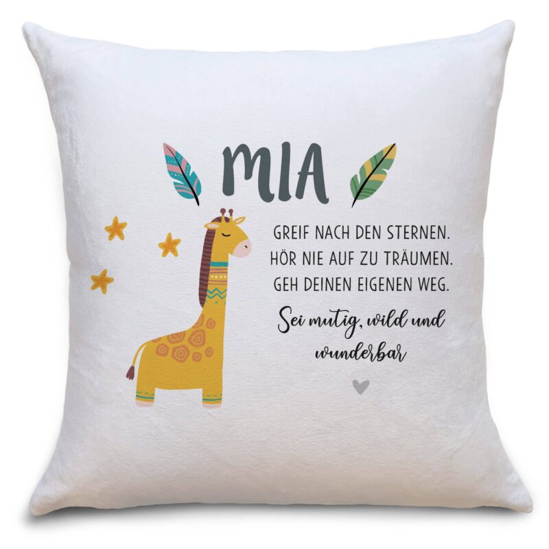 Bild von kinderkissen giraffe bohojpg | Individuelle 🎁 persönliche 🎁 personalisierte Geschenke bedruckt ▪ bestickt ▪ graviert