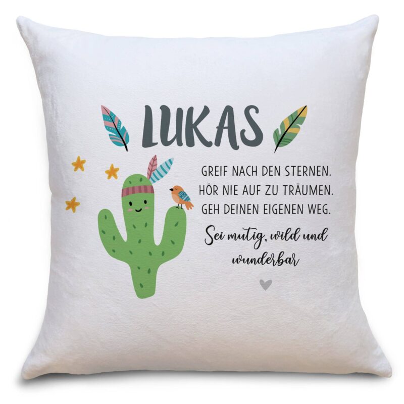 Bild von kinderkissen kaktus bohojpg | Individuelle 🎁 persönliche 🎁 personalisierte Geschenke bedruckt ▪ bestickt ▪ graviert