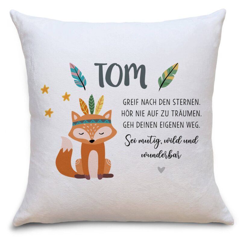 Bild von kinderkissen fuchs bohojpg | Individuelle 🎁 persönliche 🎁 personalisierte Geschenke bedruckt ▪ bestickt ▪ graviert