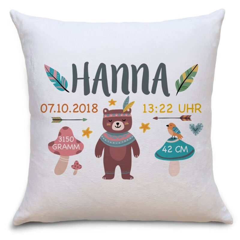 Bild von geburtskissen baer bohojpg | Individuelle 🎁 persönliche 🎁 personalisierte Geschenke bedruckt ▪ bestickt ▪ graviert