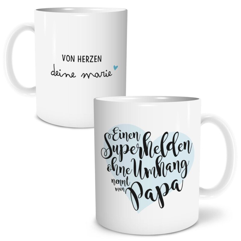 Bild von tasse superheld papajpg | Individuelle 🎁 persönliche 🎁 personalisierte Geschenke bedruckt ▪ bestickt ▪ graviert