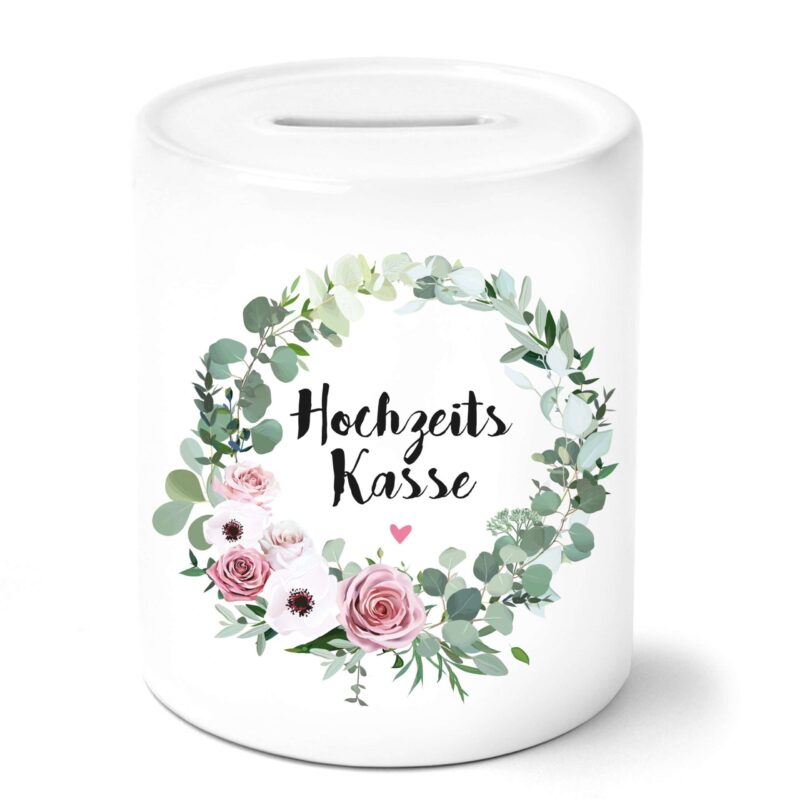 Bild von hochzeitskasse mit blumenkranzjpg | Individuelle 🎁 persönliche 🎁 personalisierte Geschenke bedruckt ▪ bestickt ▪ graviert