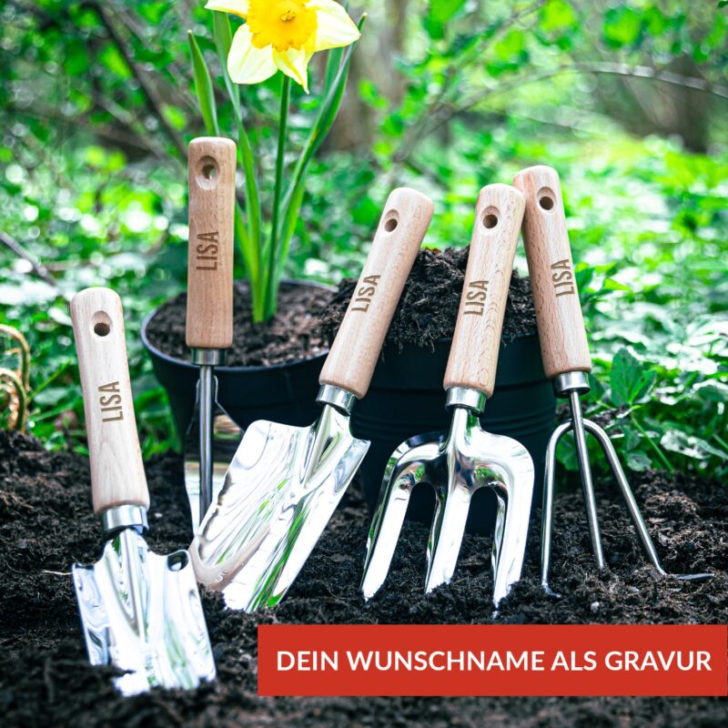 Bild von gartenwerkzeuge im set mit pjpg | Individuelle 🎁 persönliche 🎁 personalisierte Geschenke bedruckt ▪ bestickt ▪ graviert