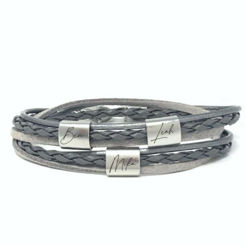 Bild von wickelarmband grau mit drei edjpg | Individuelle 🎁 persönliche 🎁 personalisierte Geschenke bedruckt ▪ bestickt ▪ graviert