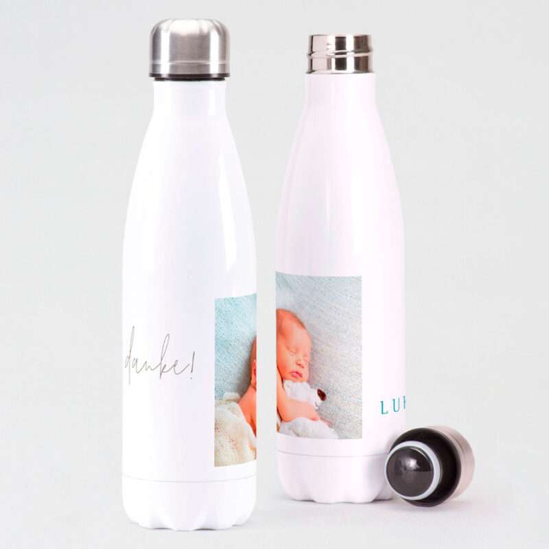 Bild von   trinkflasche mit foto geschejpg | Individuelle 🎁 persönliche 🎁 personalisierte Geschenke bedruckt ▪ bestickt ▪ graviert