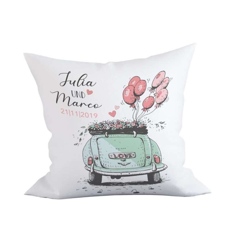 Bild von   hochzeitskissen auto bezug mitjpg | Individuelle 🎁 persönliche 🎁 personalisierte Geschenke bedruckt ▪ bestickt ▪ graviert