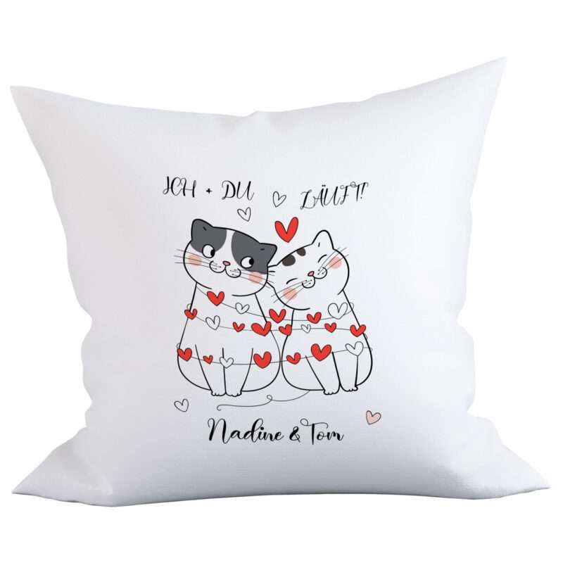 Bild von   katzen paar kissen bezug baumjpg | Individuelle 🎁 persönliche 🎁 personalisierte Geschenke bedruckt ▪ bestickt ▪ graviert