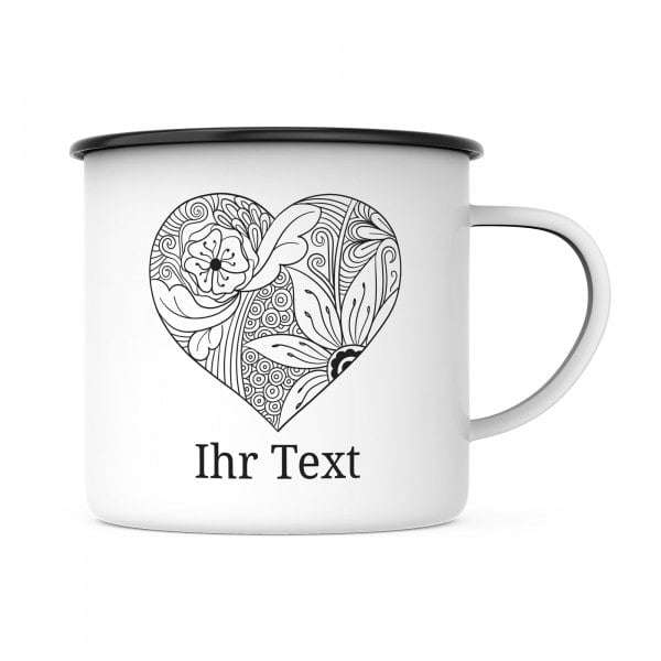 Bild von w emaille tasse zentanglejpg | Individuelle 🎁 persönliche 🎁 personalisierte Geschenke bedruckt ▪ bestickt ▪ graviert