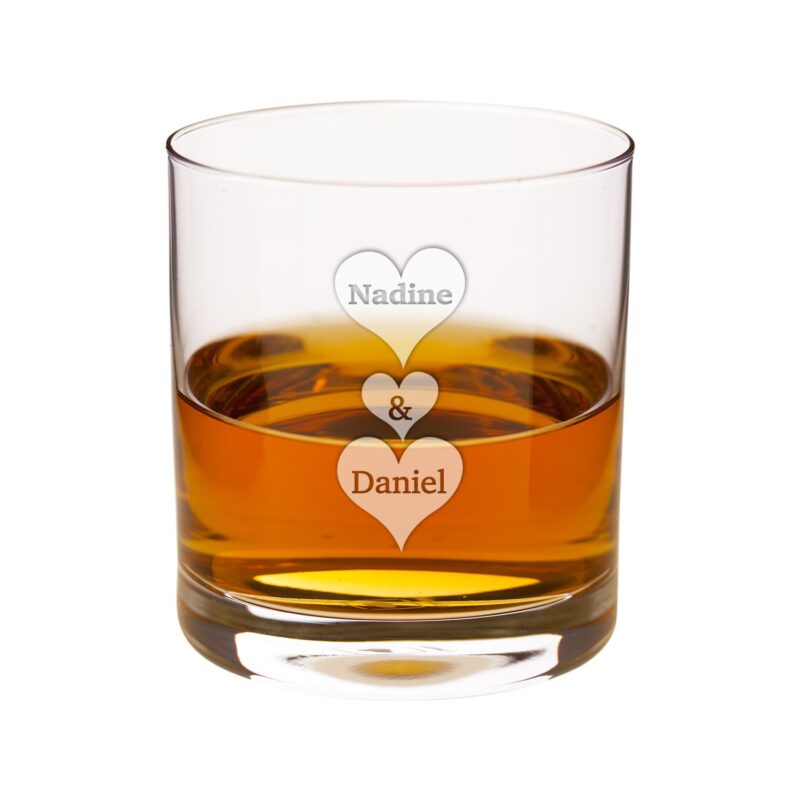 Bild von whiskyglas herzen mit wunschjpg | Individuelle 🎁 persönliche 🎁 personalisierte Geschenke bedruckt ▪ bestickt ▪ graviert