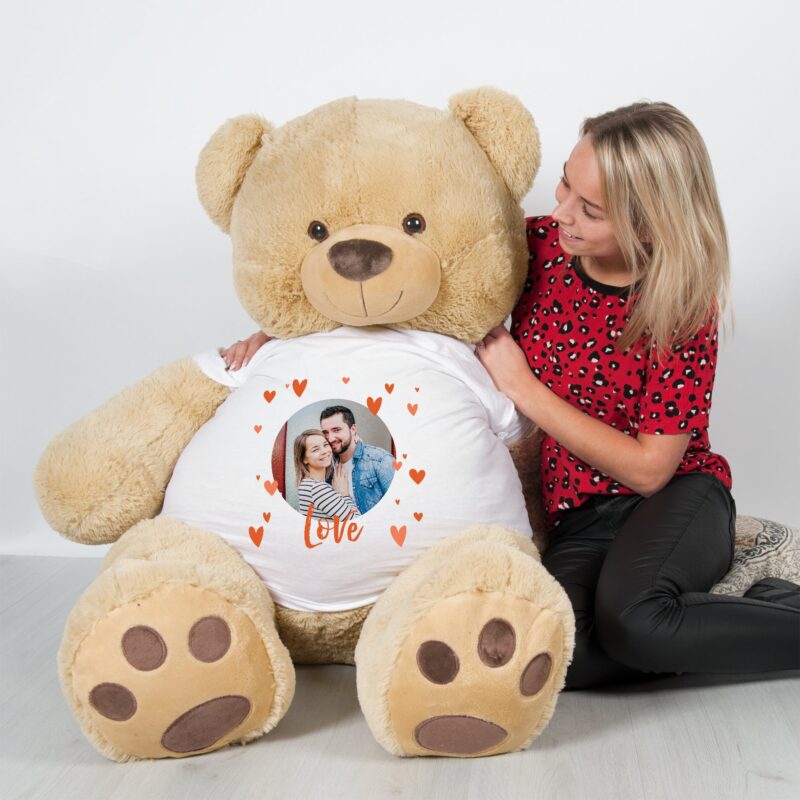 Bild von riesen teddy mit foto und namejpg | Individuelle 🎁 persönliche 🎁 personalisierte Geschenke bedruckt ▪ bestickt ▪ graviert