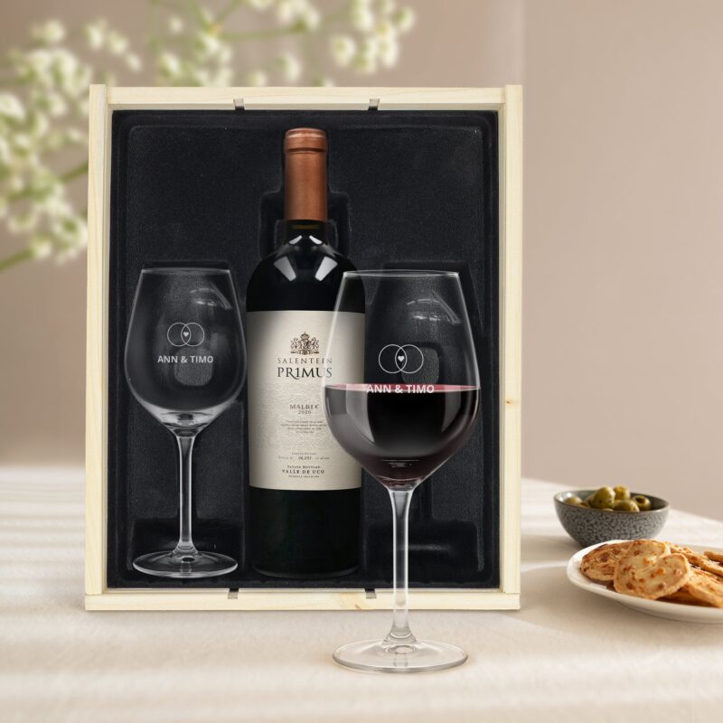 Bild von geschenkset wein mit glaesernjpg | Individuelle 🎁 persönliche 🎁 personalisierte Geschenke bedruckt ▪ bestickt ▪ graviert