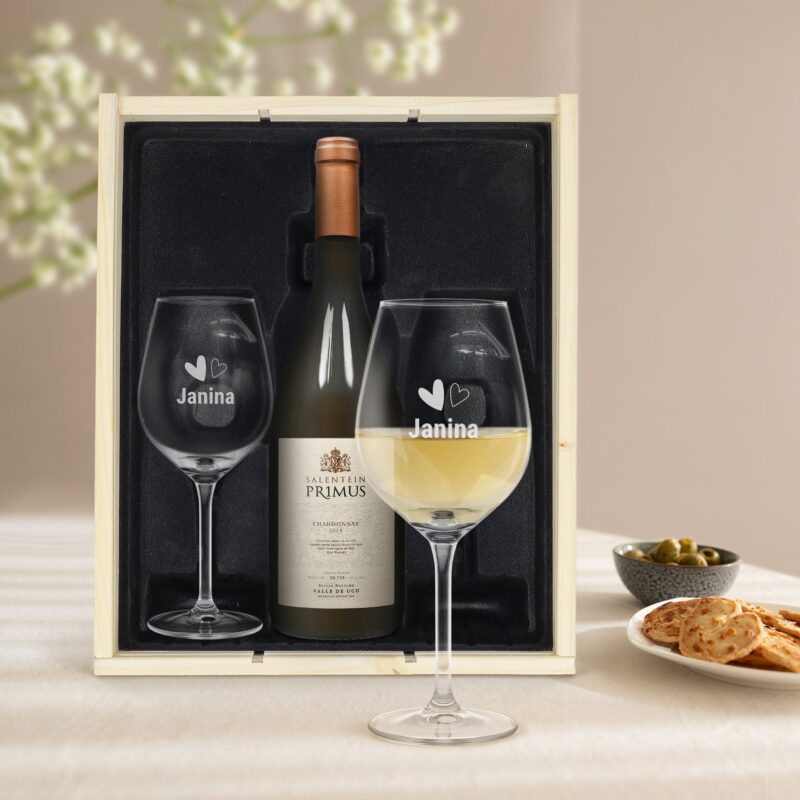 Bild von geschenkset wein mit glaesernjpg | Individuelle 🎁 persönliche 🎁 personalisierte Geschenke bedruckt ▪ bestickt ▪ graviert