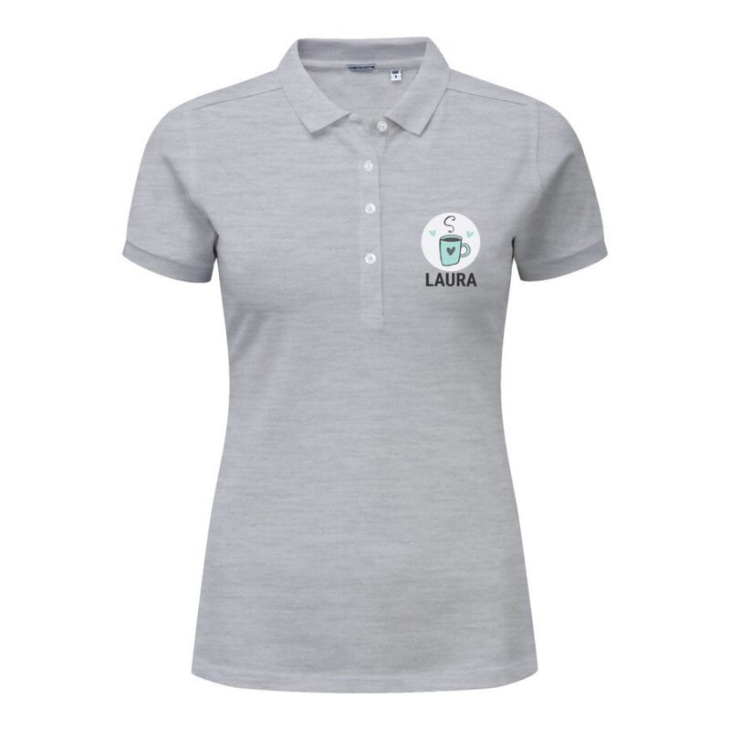 Bild von poloshirt damen grau ljpg | Individuelle 🎁 persönliche 🎁 personalisierte Geschenke bedruckt ▪ bestickt ▪ graviert