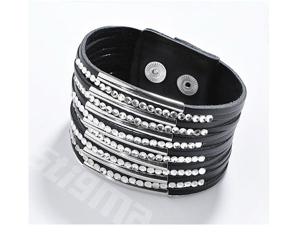 Bild von schickes lederarmband mit glaejpg | Individuelle 🎁 persönliche 🎁 personalisierte Geschenke bedruckt ▪ bestickt ▪ graviert