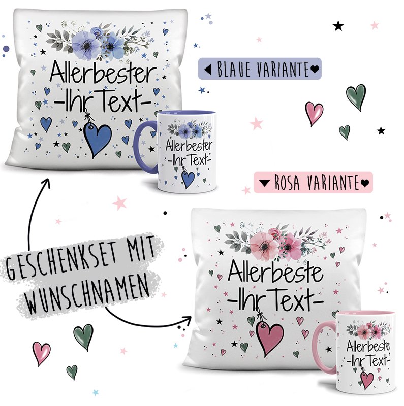 Bild von geschenk set namenstasse plujpg | Individuelle 🎁 persönliche 🎁 personalisierte Geschenke bedruckt ▪ bestickt ▪ graviert