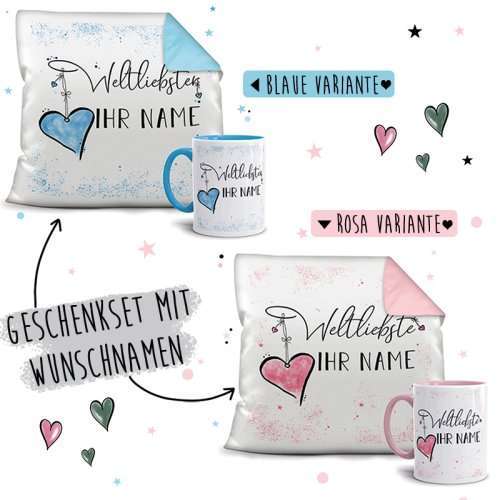 Bild von geschenk set namenstasse plusjpg | Individuelle 🎁 persönliche 🎁 personalisierte Geschenke bedruckt ▪ bestickt ▪ graviert