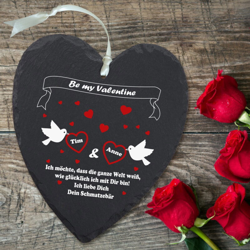 Bild von schieferherz valentinstag mijpg | Individuelle 🎁 persönliche 🎁 personalisierte Geschenke bedruckt ▪ bestickt ▪ graviert