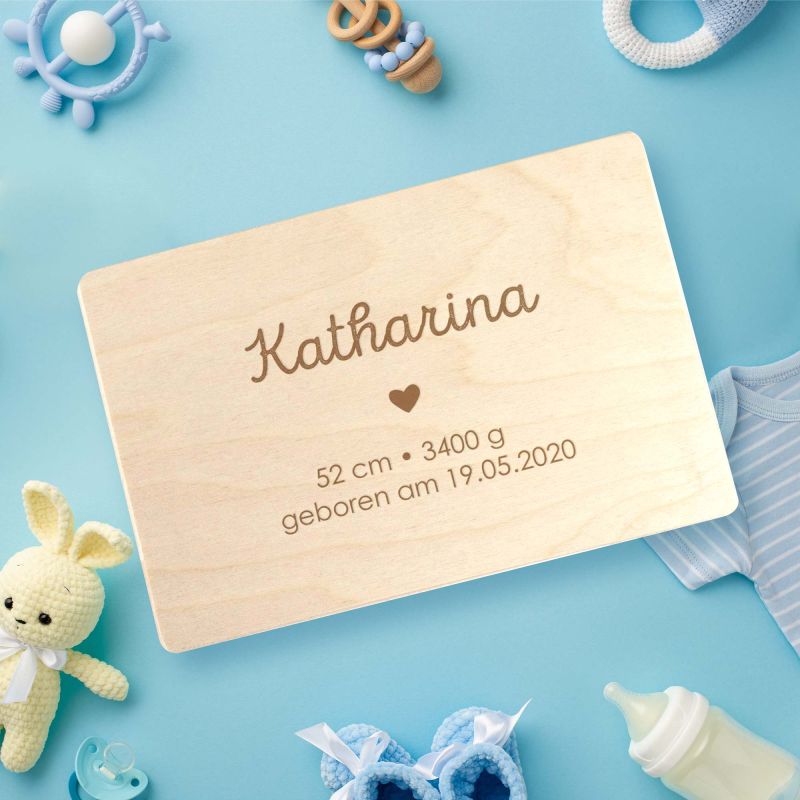 Bild von keepsake box zur geburt mit injpg | Individuelle 🎁 persönliche 🎁 personalisierte Geschenke bedruckt ▪ bestickt ▪ graviert