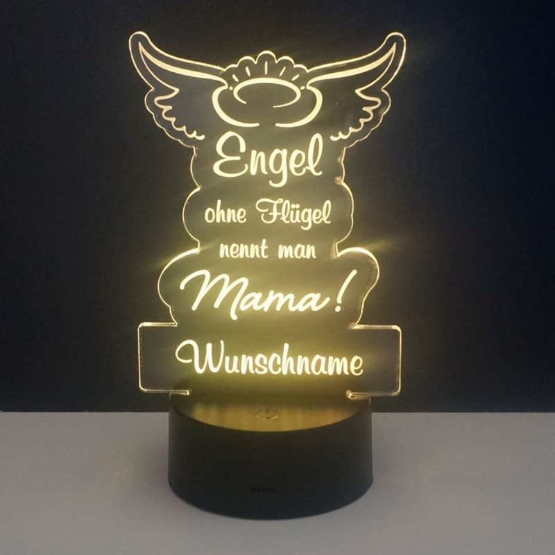 Bild von led leuchte engel mama mit wunjpg | Individuelle 🎁 persönliche 🎁 personalisierte Geschenke bedruckt ▪ bestickt ▪ graviert