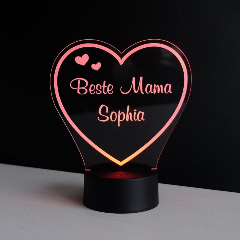 Bild von herz led deko licht fuer mamajpg | Individuelle 🎁 persönliche 🎁 personalisierte Geschenke bedruckt ▪ bestickt ▪ graviert