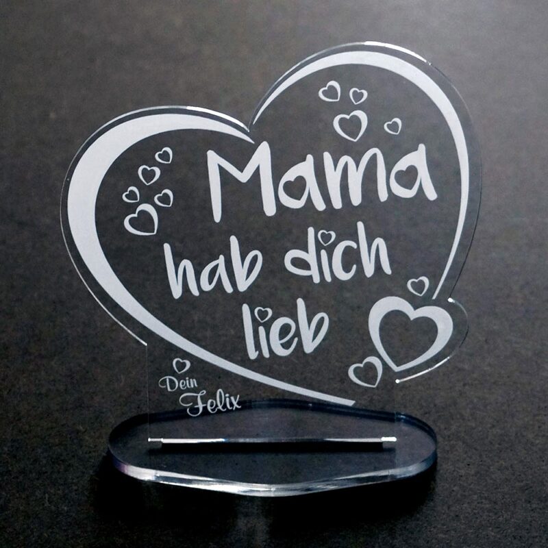 Bild von acryl herz ea mama hab dich ljpg | Individuelle 🎁 persönliche 🎁 personalisierte Geschenke bedruckt ▪ bestickt ▪ graviert