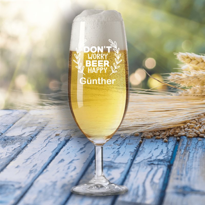 Bild von bierglas dont worry beer happng | Individuelle 🎁 persönliche 🎁 personalisierte Geschenke bedruckt ▪ bestickt ▪ graviert