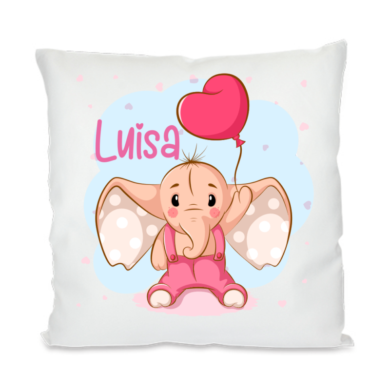 Bild von kinder kissen mit namen elefanpng | Individuelle 🎁 persönliche 🎁 personalisierte Geschenke bedruckt ▪ bestickt ▪ graviert