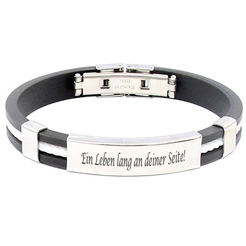 Bild von kautschuk armband mit edelstahjpg | Individuelle 🎁 persönliche 🎁 personalisierte Geschenke bedruckt ▪ bestickt ▪ graviert