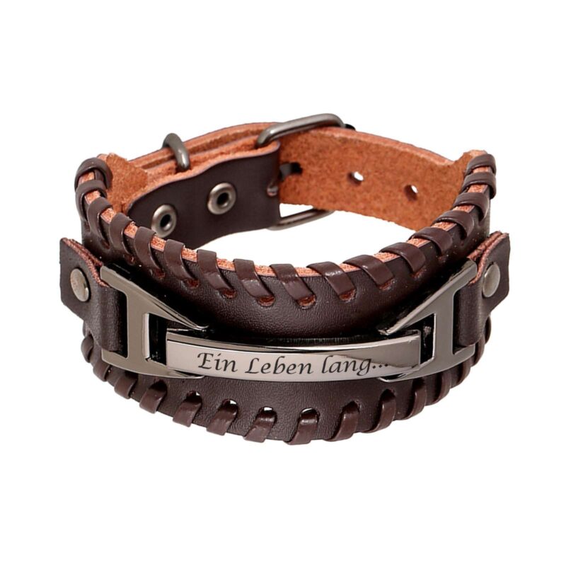 Bild von   lederarmband mit edelstahl grajpg | Individuelle 🎁 persönliche 🎁 personalisierte Geschenke bedruckt ▪ bestickt ▪ graviert