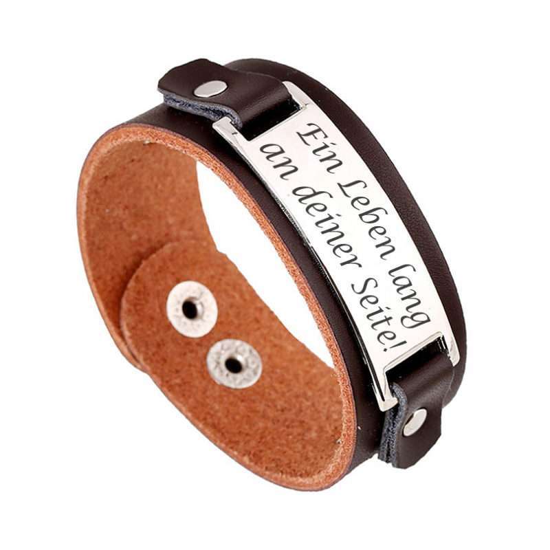 Bild von lederarmband mit edelstahl grajpg | Individuelle 🎁 persönliche 🎁 personalisierte Geschenke bedruckt ▪ bestickt ▪ graviert