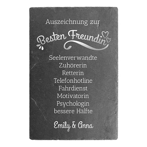 Bild von schieferschild fuer beste freujpg | Individuelle 🎁 persönliche 🎁 personalisierte Geschenke bedruckt ▪ bestickt ▪ graviert