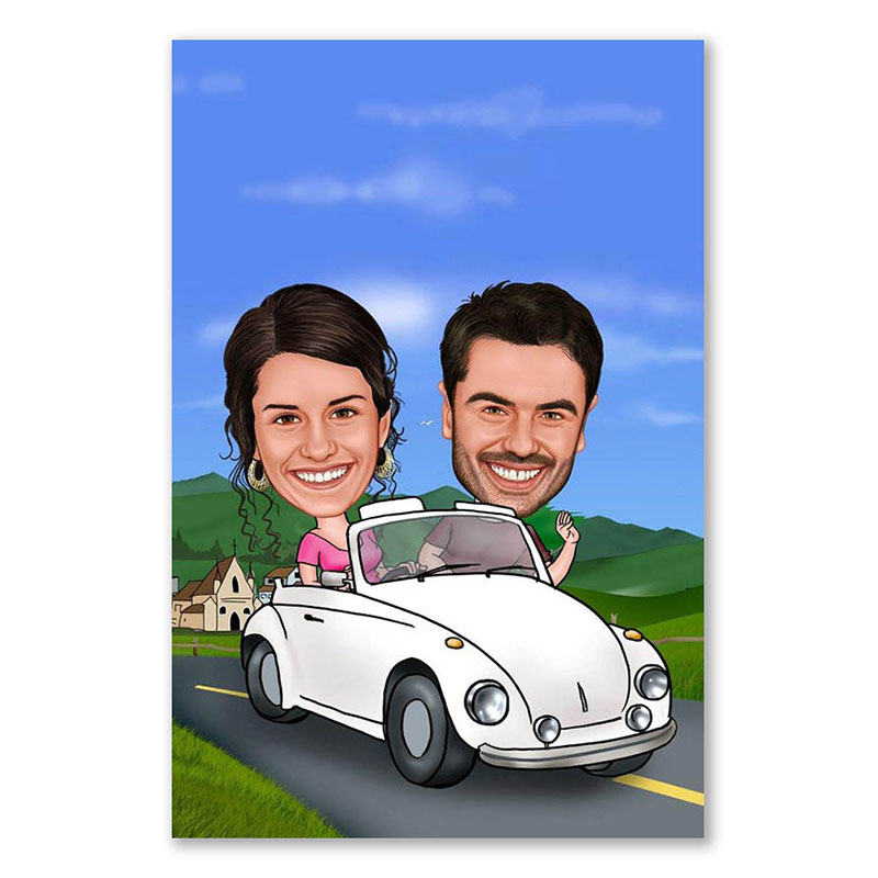 Bild von erstellung karikatur auto andjpg | Individuelle 🎁 persönliche 🎁 personalisierte Geschenke bedruckt ▪ bestickt ▪ graviert