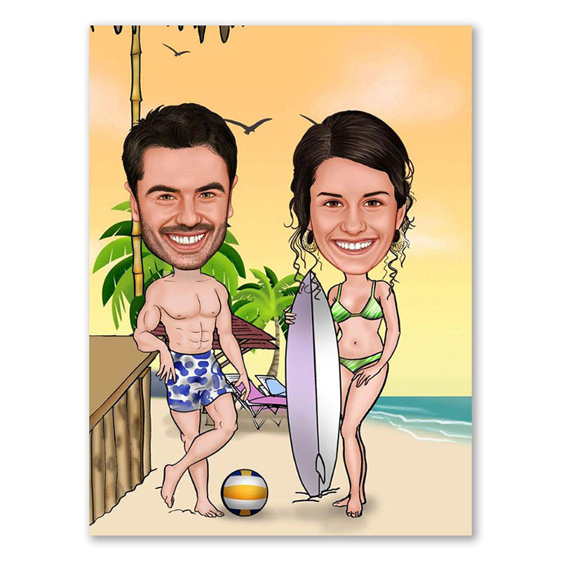 Bild von erstellung karikatur beach mejpg | Individuelle 🎁 persönliche 🎁 personalisierte Geschenke bedruckt ▪ bestickt ▪ graviert