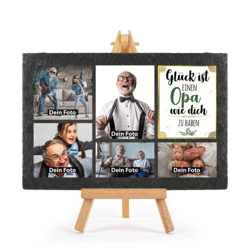 Bild von schieferplatte fuer opa mit fojpg | Individuelle 🎁 persönliche 🎁 personalisierte Geschenke bedruckt ▪ bestickt ▪ graviert