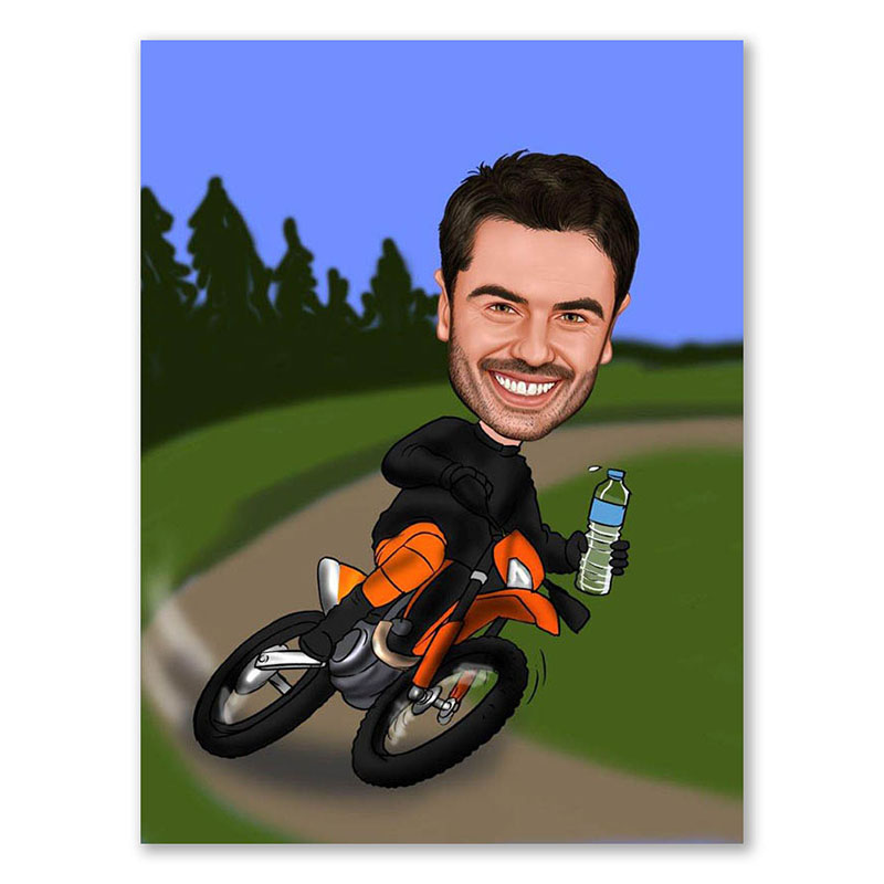 Bild von erstellung karikatur moto crosjpg | Individuelle 🎁 persönliche 🎁 personalisierte Geschenke bedruckt ▪ bestickt ▪ graviert