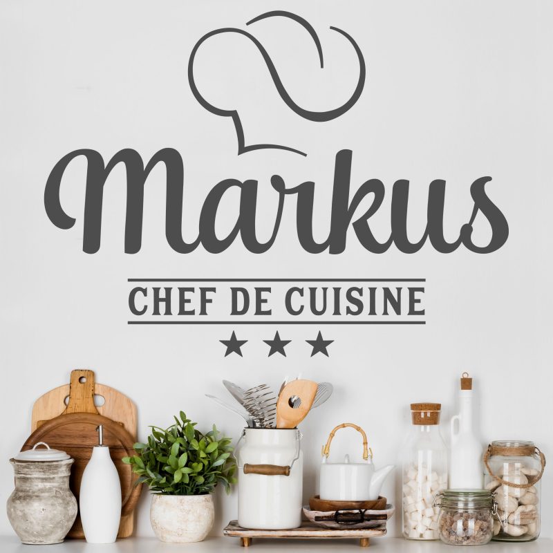 Bild von wandtattoo chef de cuisine mitjpg | Individuelle 🎁 persönliche 🎁 personalisierte Geschenke bedruckt ▪ bestickt ▪ graviert