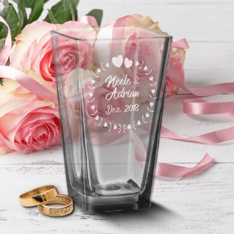 Bild von   vase mit gravur zur hochzeit mpng | Individuelle 🎁 persönliche 🎁 personalisierte Geschenke bedruckt ▪ bestickt ▪ graviert